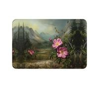 HHGFASD Doormat floor mat 16x24in Wild Roses in the Valley Pattern water-absorbent Anti-slip, for front doors, entrances, and bathrooms