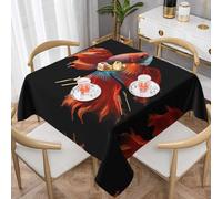 HHGFASD fish with a sad heart Pattern Square Decorative Tablecloth 54"x54" Waterproof, Wrinkle-Resistant, Reusable for Coffee Shops, Buffet, Picnics, Weddings, Parties