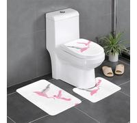 HHGFASD Flannel anti-slip floor mat three-piece set 24x16in Double flying crane Pattern thick and comfortable for bathroom, kitchen and toilet