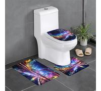 HHGFASD Flannel anti-slip floor mat three-piece set 24x16in Roads of the Future Pattern thick and comfortable for bathroom, kitchen and toilet