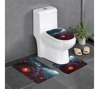 HHGFASD Flannel anti-slip floor mat three-piece set 24x16in The Devil's Eye. Pattern thick and comfortable for bathroom, kitchen and toilet