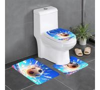 HHGFASD Flannel anti-slip floor mat three-piece set 24x16in The Flying Soccer Ball Pattern thick and comfortable for bathroom, kitchen and toilet