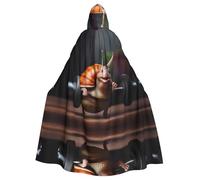 HHGFASD Halloween adult hooded cape A snail working out Pattern comfortable and soft with large brim suitable for dances parties and gatheringss
