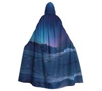 HHGFASD Halloween adult hooded cape Aurora Borealis on the Snowy Plains Pattern comfortable and soft with large brim suitable for dances parties and gatheringss