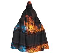 HHGFASD Halloween adult hooded cape Bearing colorful flames Pattern comfortable and soft with large brim suitable for dances parties and gatheringss