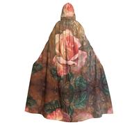 HHGFASD Halloween adult hooded cape Blooming roses Pattern comfortable and soft with large brim suitable for dances parties and gatheringss