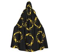 HHGFASD Halloween adult hooded cape Burning wind fire ball Pattern comfortable and soft with large brim suitable for dances parties and gatheringss