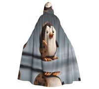 HHGFASD Halloween adult hooded cape Cookie penguin Pattern comfortable and soft with large brim suitable for dances parties and gatheringss