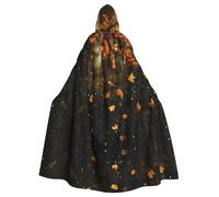 HHGFASD Halloween adult hooded cape Falling leaves in the rain Pattern comfortable and soft with large brim suitable for dances parties and gatheringss