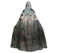 HHGFASD Halloween adult hooded cape Ferris wheel at the zoo Pattern comfortable and soft with large brim suitable for dances parties and gatheringss