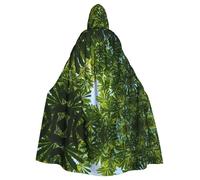 HHGFASD Halloween adult hooded cape Green leaves looking up Pattern comfortable and soft with large brim suitable for dances parties and gatheringss