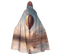 HHGFASD Halloween adult hooded cape Hot air balloon taking off Pattern comfortable and soft with large brim suitable for dances parties and gatheringss