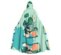 HHGFASD Halloween adult hooded cape Indoor cartoon potted green plants Pattern comfortable and soft with large brim suitable for dances parties and gatheringss