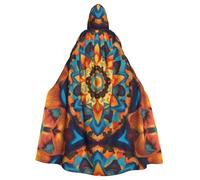 HHGFASD Halloween adult hooded cape Kaleidoscope Mandala Pattern comfortable and soft with large brim suitable for dances parties and gatheringss