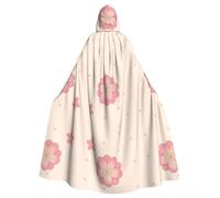 HHGFASD Halloween adult hooded cape Little cherry blossoms Pattern comfortable and soft with large brim suitable for dances parties and gatheringss
