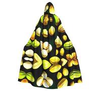 HHGFASD Halloween adult hooded cape Nutty Pistachio Pattern comfortable and soft with large brim suitable for dances parties and gatheringss