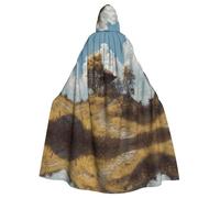 HHGFASD Halloween adult hooded cape Pavilion on the hill Pattern comfortable and soft with large brim suitable for dances parties and gatheringss