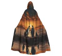HHGFASD Halloween adult hooded cape Penguin looking at the sky Pattern comfortable and soft with large brim suitable for dances parties and gatheringss