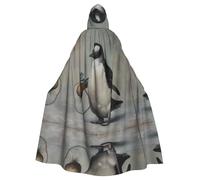 HHGFASD Halloween adult hooded cape Penguin pulling carrots Pattern comfortable and soft with large brim suitable for dances parties and gatheringss