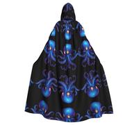 HHGFASD Halloween adult hooded cape Pixel octopus Pattern comfortable and soft with large brim suitable for dances parties and gatheringss