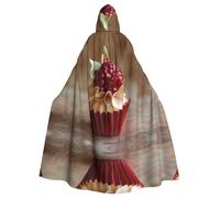 HHGFASD Halloween adult hooded cape Pomegranate Cupcakes Pattern comfortable and soft with large brim suitable for dances parties and gatheringss