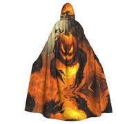 HHGFASD Halloween adult hooded cape Pumpkin monster in the fire Pattern comfortable and soft with large brim suitable for dances parties and gatheringss