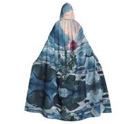 HHGFASD Halloween adult hooded cape Roses in the glacier Pattern comfortable and soft with large brim suitable for dances parties and gatheringss