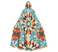 HHGFASD Halloween adult hooded cape Round Abstract Petals Pattern comfortable and soft with large brim suitable for dances parties and gatheringss