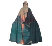 HHGFASD Halloween adult hooded cape Seagulls before sunset Pattern comfortable and soft with large brim suitable for dances parties and gatheringss