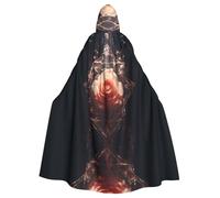 HHGFASD Halloween adult hooded cape Sealed White Rose Pattern comfortable and soft with large brim suitable for dances parties and gatheringss