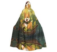 HHGFASD Halloween adult hooded cape Sitting Dog Pattern comfortable and soft with large brim suitable for dances parties and gatheringss