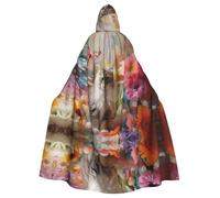HHGFASD Halloween adult hooded cape Sitting grey cat Pattern comfortable and soft with large brim suitable for dances parties and gatheringss