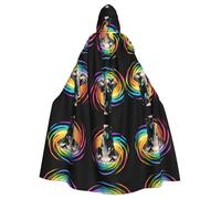 HHGFASD Halloween adult hooded cape Space-time tunnel Pattern comfortable and soft with large brim suitable for dances parties and gatheringss
