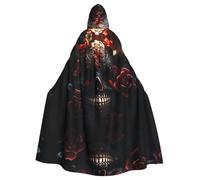 HHGFASD Halloween adult hooded cape Stone Skull Flower Rose Pattern comfortable and soft with large brim suitable for dances parties and gatheringss