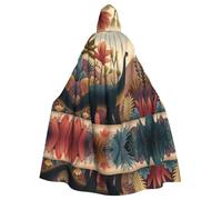 HHGFASD Halloween adult hooded cape The dinosaur looking out Pattern comfortable and soft with large brim suitable for dances parties and gatheringss