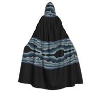 HHGFASD Halloween adult hooded cape The endless sea Pattern comfortable and soft with large brim suitable for dances parties and gatheringss