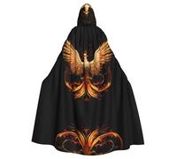 HHGFASD Halloween adult hooded cape The Golden Phoenix Pattern comfortable and soft with large brim suitable for dances parties and gatheringss