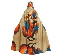 HHGFASD Halloween adult hooded cape The grape-picking fox Pattern comfortable and soft with large brim suitable for dances parties and gatheringss