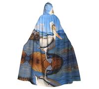 HHGFASD Halloween adult hooded cape The Mighty Pelican Pattern comfortable and soft with large brim suitable for dances parties and gatheringss