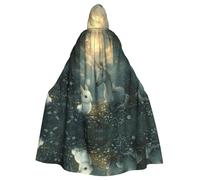 HHGFASD Halloween adult hooded cape The Rabbit and the Unicorn Pattern comfortable and soft with large brim suitable for dances parties and gatheringss