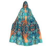 HHGFASD Halloween adult hooded cape Turtle Octopus Pattern Ocean Theme Pattern comfortable and soft with large brim suitable for dances parties and gatheringss