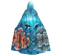 HHGFASD Halloween adult hooded cape Whales under the sea Pattern comfortable and soft with large brim suitable for dances parties and gatheringss