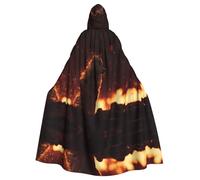 HHGFASD Halloween adult hooded cape Wolves in Flames Pattern comfortable and soft with large brim suitable for dances parties and gatheringss