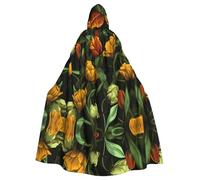 HHGFASD Halloween adult hooded cape Yellow tulips pattern Pattern comfortable and soft with large brim suitable for dances parties and gatheringss
