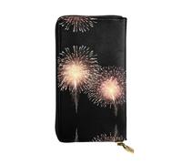 HHGFASD Leather Long Clutch Wallet Blooming Pink Fireworks Pattern Comfortable and Lightweight Zipper Closure for Storing Coins and Credit Cards.