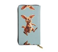 HHGFASD Leather Long Clutch Wallet Bouncing Kangaroos Pattern Comfortable and Lightweight Zipper Closure for Storing Coins and Credit Cards.