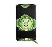 HHGFASD Leather Long Clutch Wallet Cute Round Cabbage Pattern Comfortable and Lightweight Zipper Closure for Storing Coins and Credit Cards.