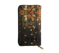 HHGFASD Leather Long Clutch Wallet Falling Leaves in The rain Pattern Comfortable and Lightweight Zipper Closure for Storing Coins and Credit Cards.