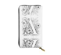 HHGFASD Leather Long Clutch Wallet Flowers and Letters Pattern Comfortable and Lightweight Zipper Closure for Storing Coins and Credit Cards.