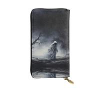 HHGFASD Leather Long Clutch Wallet Ghost by The Dead Tree Pattern Comfortable and Lightweight Zipper Closure for Storing Coins and Credit Cards.
